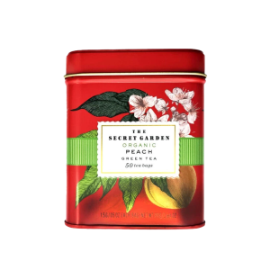 The Secret Garden Organic Peach Green Tea  Tin  50 Tea Bags